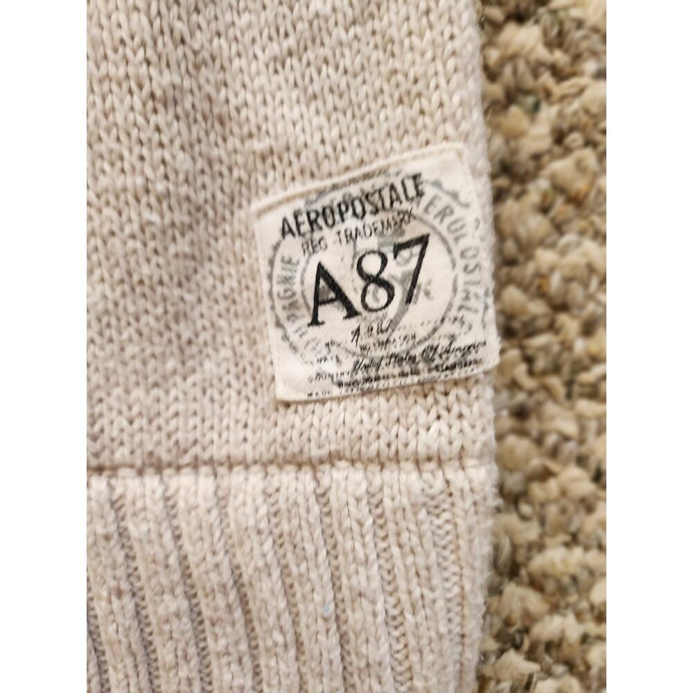 AEROPOSTLE Men's XL Cream Sweater Buttoned Mock Neck Ribbed Hem Coastal Y2k - Picture 2 of 6